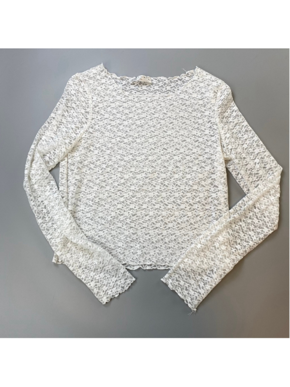 Rose + Vine Lace Long Sleeve Tee White Medium Bridal Coquette Fairy Floral Boho